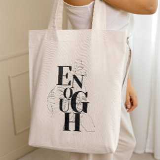 Genoeg kracht voor minimalistische grafische belet tote bag