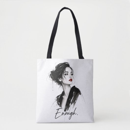 Genoeg. Minimalistische Statement Katoenen Tas (Voorkant)