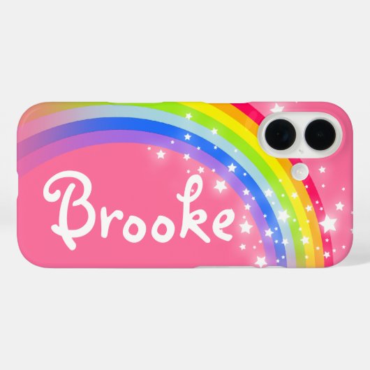 Genoemd 6 letter regenboog rode roze iPhone case (Achterkant (horizontaal))