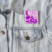 Genoemd Flowers Deco Vierkante Button 5,1 Cm (In situ)