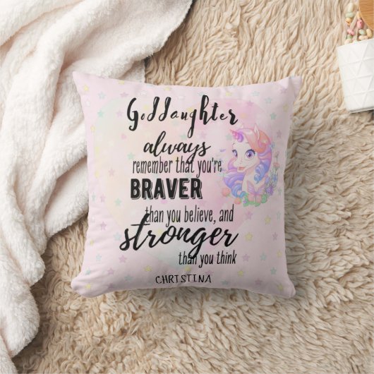 Genoemd GODDAUGHTER Motivatie Citaat Unicorn Roze Kussen (Deken)