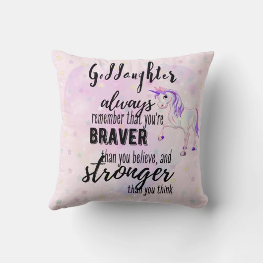 Genoemd GODDAUGHTER Motivatie Citaat Unicorn Roze Kussen (Achterkant)