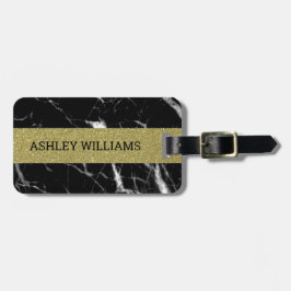 Genoemd goud en zwart marmer bagagelabel