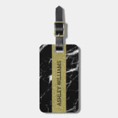 Genoemd goud en zwart marmer bagagelabel (Voorkant verticaal)