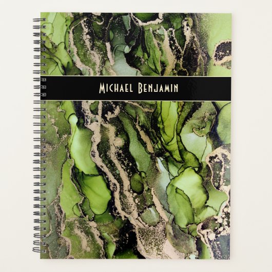 Genoemd Groene Zwart Goud Abstracte Kunst Planner (Voorkant)