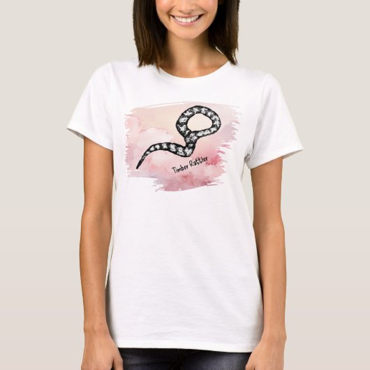 Genoemd Ik Bijt Hout Rattle Snake op Roze T-shirt (Voorkant)