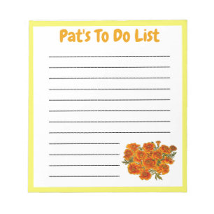 Genoemd Marigold To Do List Pad met geel lijst Notitieblok