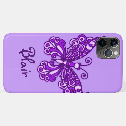 Genoemd paars hoesje met de vlinder (Achterkant (horizontaal))