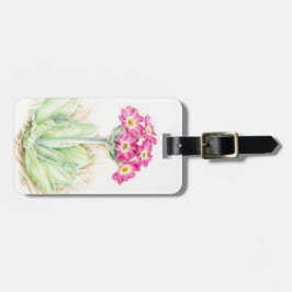 Genoemd primula roze fine art waterverf bagagelabe bagagelabel