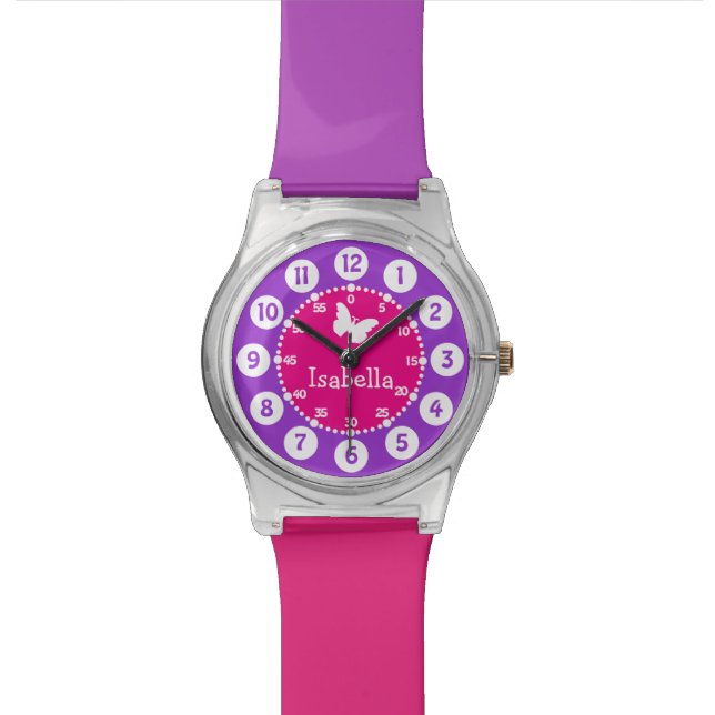 Genoemd roze paars genummerd horloge (Close Up)