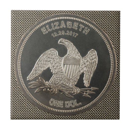 Genoemd Silver 1865 Dollar Tile Tegeltje (Voorkant)