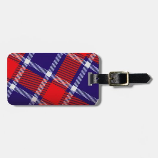 Genoemd tartan blauw, rood en wit bagagelabel (Voorkant horizontaal)