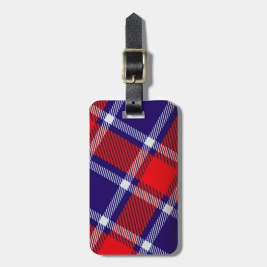 Genoemd tartan blauw, rood en wit bagagelabel (Voorkant verticaal)