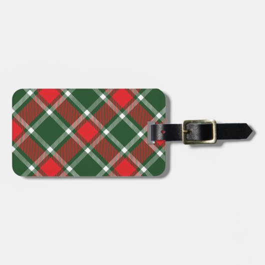 Genoemd tartan groen, rood en wit bagagelabel (Voorkant horizontaal)