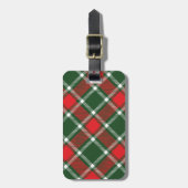 Genoemd tartan groen, rood en wit bagagelabel (Voorkant verticaal)