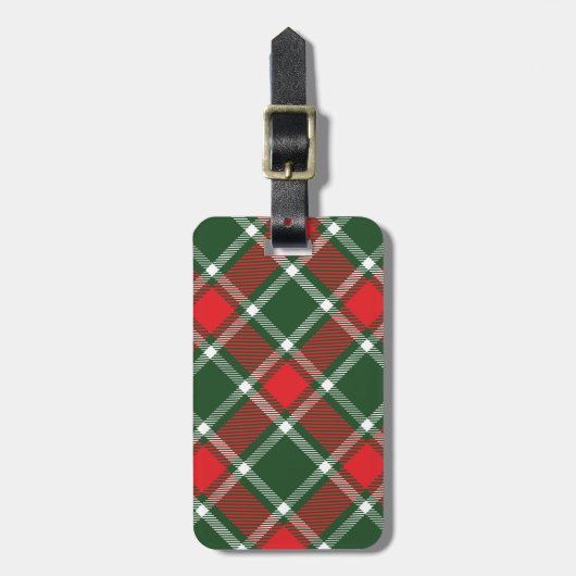 Genoemd tartan groen, rood en wit bagagelabel (Voorkant verticaal)