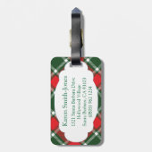Genoemd tartan groen, rood en wit bagagelabel (Achterkant verticaal)