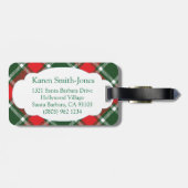 Genoemd tartan groen, rood en wit bagagelabel (Achterkant horizontaal)