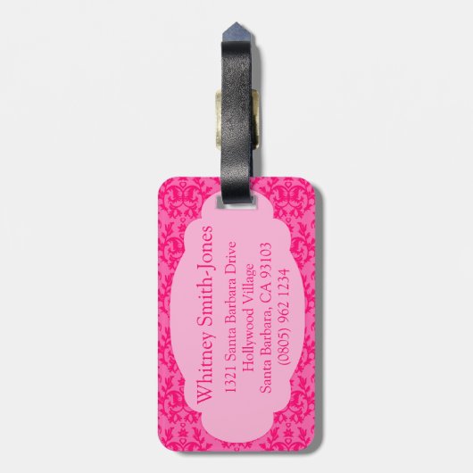 Genoemd vochtig roze bagagelabel (Achterkant verticaal)