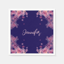 Genoemd waterverf magnolia floral marine blauw servet