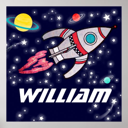 Genoemde raketruimtejongens donkerblauw poster (Voorkant)
