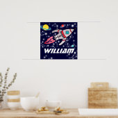 Genoemde raketruimtejongens donkerblauw poster (Keuken)