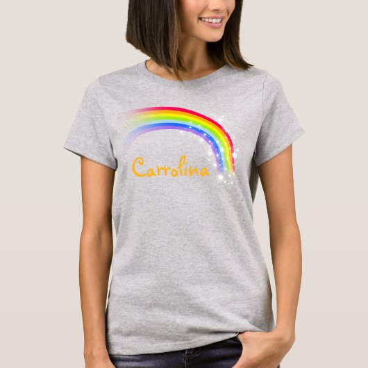 Genoemde regenboogzonnig geel aangepast t-shirt (Voorkant)