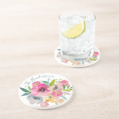 Genoemde Rozen van de Bohemen-Waterverf Zandsteen Onderzetter (Zijkant)