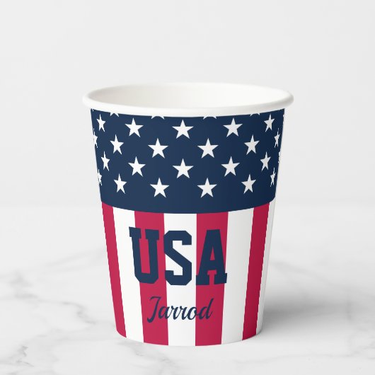 Genoemde sterren en Stripes Rood Blauw Papieren Bekers (Achterkant)