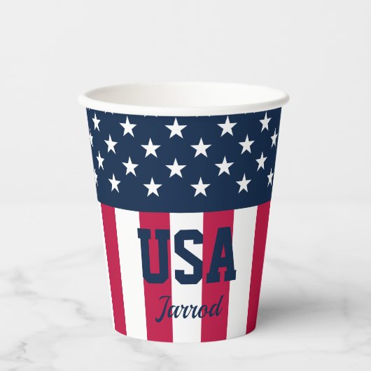 Genoemde sterren en Stripes Rood Blauw Papieren Bekers (Voorkant)