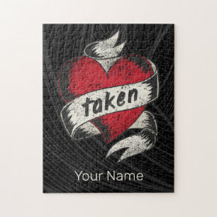 Genomen En Verliefd Vintage Tattoo Hart Verlovings Legpuzzel