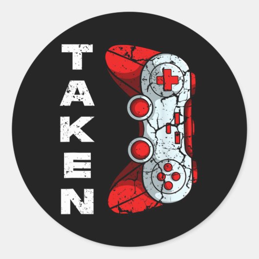 Genomen videogame-controller Valentijnsdag Cool Ga Ronde Sticker (Voorkant)