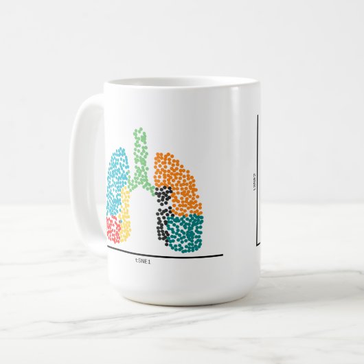 Genomics eencellige longen koffiemok (Voorkant links)