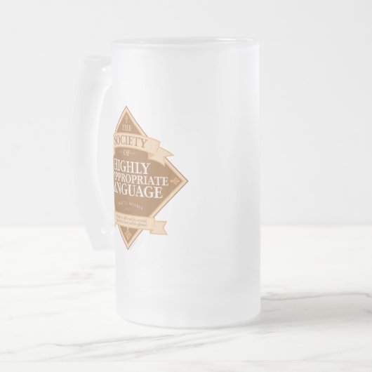 Genootschap van zeer ongeschikte taal matglas bierpul (Voorkant links)