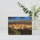 Genova en de haven 's avonds briefkaart (Staand voorkant)