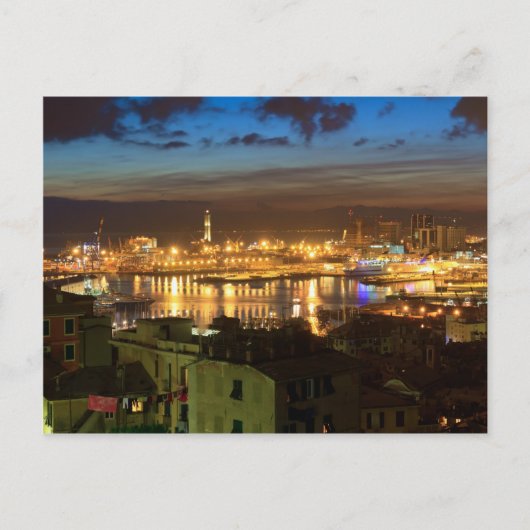 Genova en de haven 's avonds briefkaart (Voorkant)