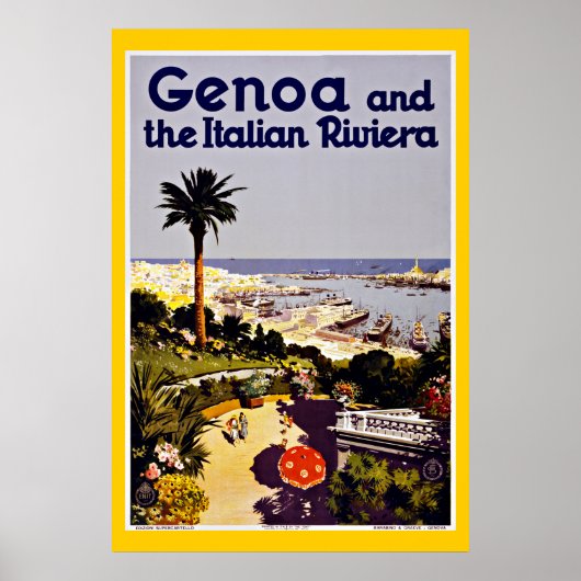 Genova Italy Vintage Travel Poster (Voorkant)