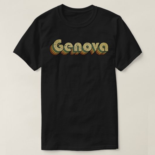 Genova Rainbow Typography Style 70s T-shirt (Design voorkant)