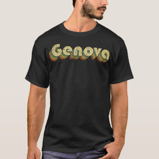 Genova  Rainbow Typography Style 70s T-shirt