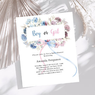 Genre Reveal Party Blauw Roze Bloemen Bow Boy Girl