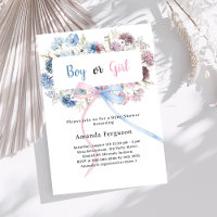 Genre Reveal Party Blauw Roze Bloemen Bow Boy Girl