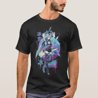 Genshin Eula Lawrence Vaporwave CRT Glitch Effect  T-shirt