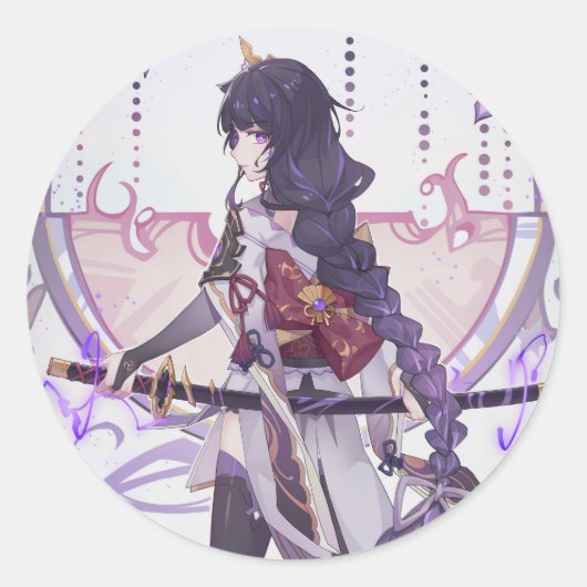 Genshin impact Baal sakura leaves Ronde Sticker (Voorkant)