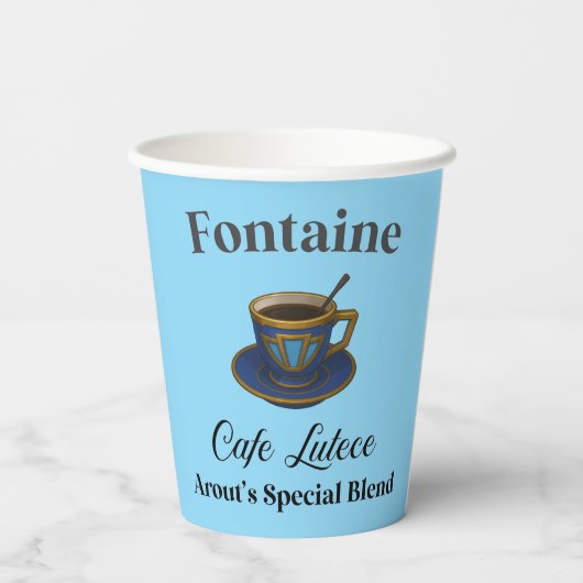 Genshin Impact Cafe Lutece Koffiekopje Papieren Bekers (Achterkant)