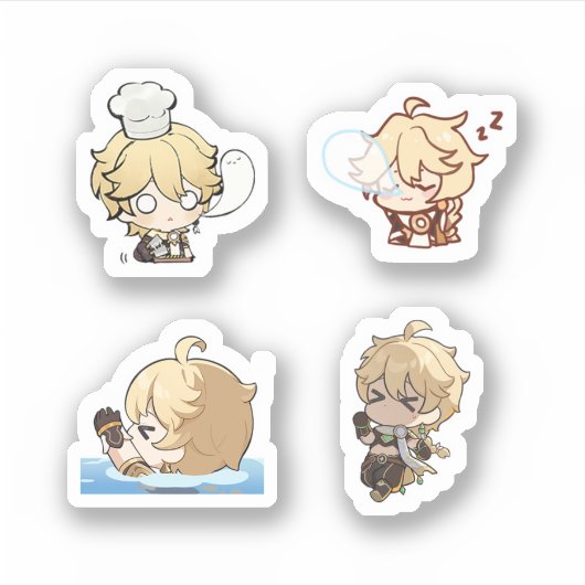 Genshin Impact Chibi Aether Sticker Set (Voorkant)