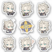 Genshin Impact Chibi Albedo Stickers (Voorkant)