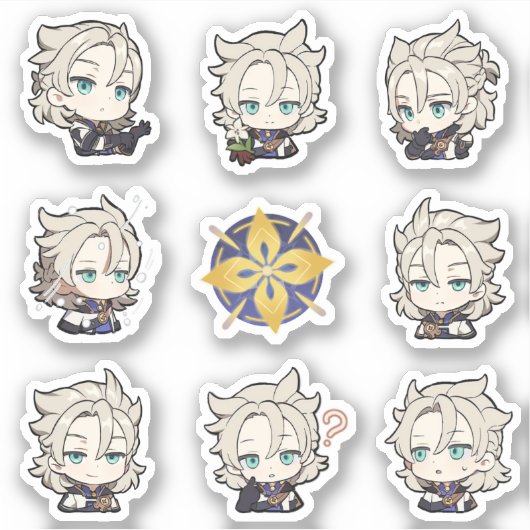 Genshin Impact Chibi Albedo Stickers (Voorkant)