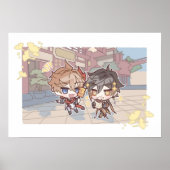 Genshin Impact Chibi Een date van Childe en Zhongl Poster (Voorkant)