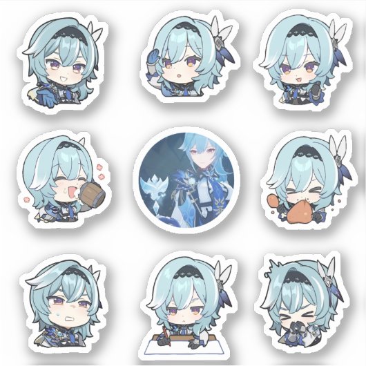 Genshin Impact Chibi Eula Stickers (Voorkant)