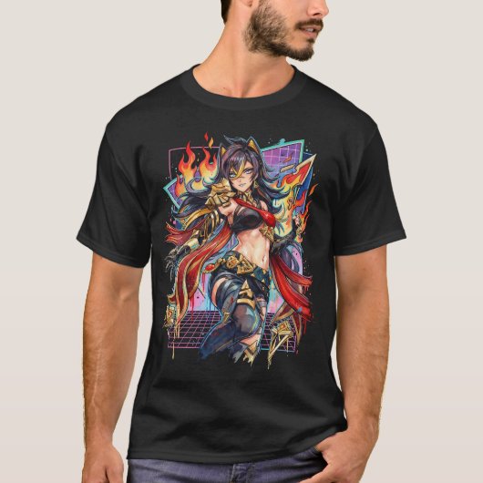 Genshin Impact Dehya Vaporwave Esthetiek T-shirt (Voorkant)